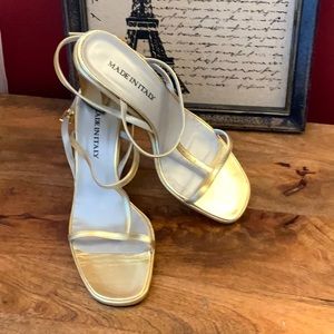 Gold open toe made in Italy so 8.5